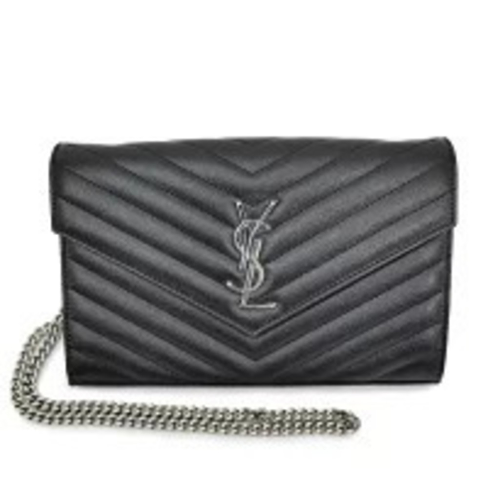 Saint Laurent Cassandra Chain Wallet Leather Shoulder Bag Black